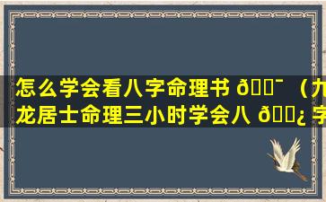 怎么学会看八字命理书 🐯 （九龙居士命理三小时学会八 🌿 字）